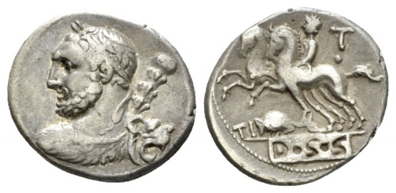 T. Quinctius Denarius 112 or 111, AR 19.5mm., 3.82g. Bust of Hercules seem from ...