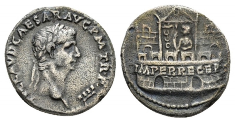 Claudius, 41-54 Denarius circa 43-44, AR 18.5mm., 3.51g. TI CLAVD CAESAR AVG P M...