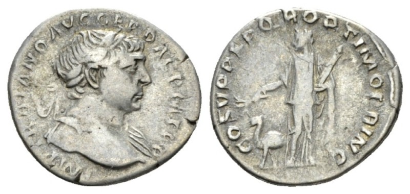 Trajan, 98-117 Denarius 103-111, AR 19.5mm., 3.08g. IMP TRAIANO AVG GER DAC P M ...