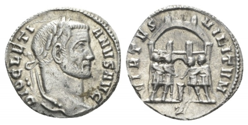 Diocletian, 284-305 Argenteus 295-297, AR 18.5mm., 3.24g. DIOCLETIANVS AVG Laure...