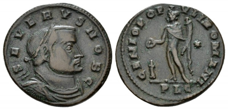 Severus II Caesar, 305-306 Follis Lugdunum 305-306, Æ 28mm., 9.88g. Laureate, dr...