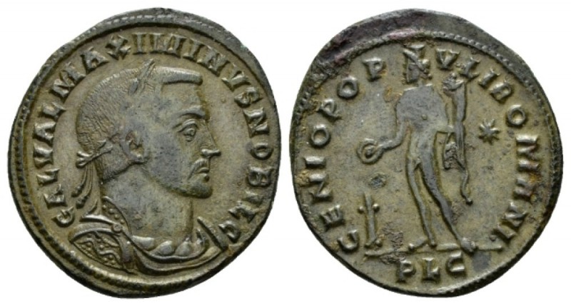 Maximinus II Caesar, 305-309 Follis Lugdunum 305-307, Æ 27.5mm., 8.28g. Laureate...