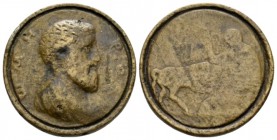 Contorniate, Time of Valentinian III Contorniate IV cent., Æ 36.5mm., 26.60g. ωMH POC Bareheaded and draped bust of Greek epic poet Homer r. Rev. Man ...