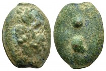 Umbria, Uncertian mint Sextans III cent BC., Æ 24mm., 23.23g. Club. Rev. Two pelleys. TV 172. Haeberlin Pl. 81, 36-41. Historia Numorum Italy 54.

N...