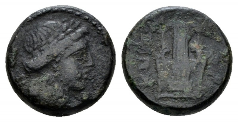 Campania, Capua Bronze circa 216-211, Æ 15mm., 3.71g. Laureate head of Apollo r....