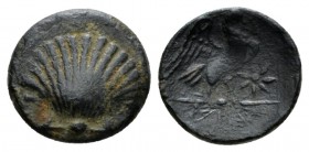 Apulia, Graxa Bronze circa 250-225, Æ 15mm., 2.14g. Cockle shell. Rev. ΓPA Eagle r. on thunderbolt, wings open; in r. field, star. SNG ANS 797. Histor...