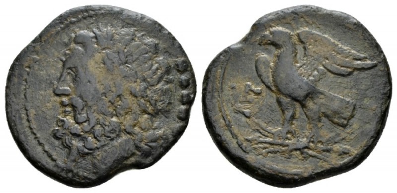 Apulia, Venusia Quincux circa 210-200, Æ 28.5mm., 11.76g. Laureate head of Jupit...