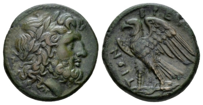 Bruttium, Brettii Unit circa 216-214, Æ 23.5mm., 11.48g. Laureate head of Zeus r...