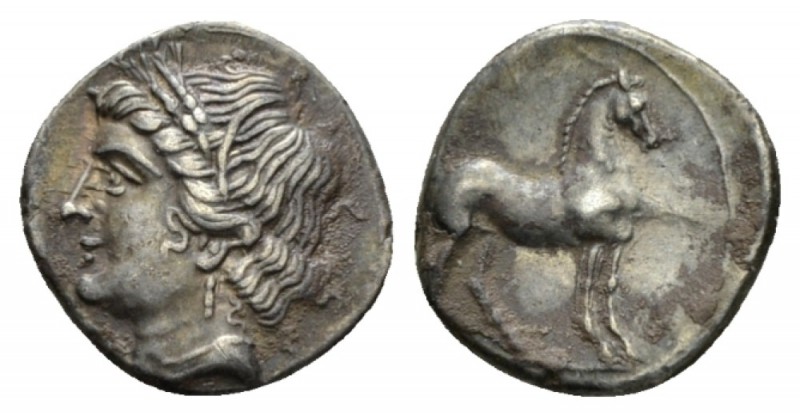 Bruttium, The Carthaginians in Italy Locri Quarter of shekel circa 215-205, AR 1...