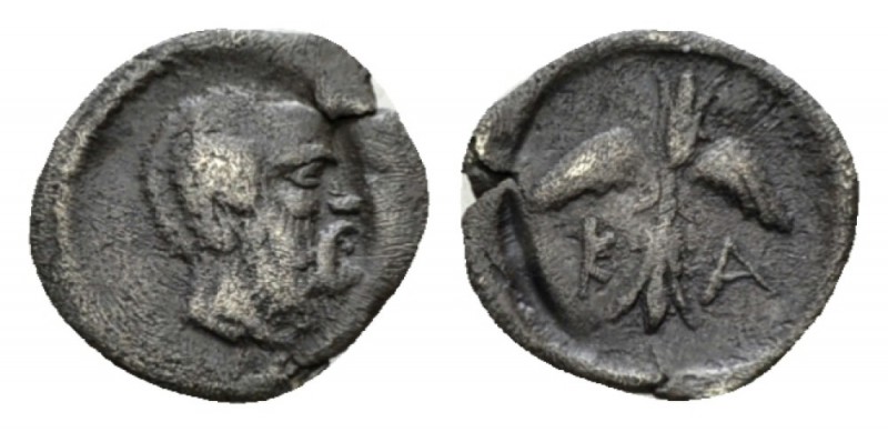 Sicily, Catana Hemilitra circa 415-405, AR 10mm., 0.30g. Sicily, Catana, Litra, ...