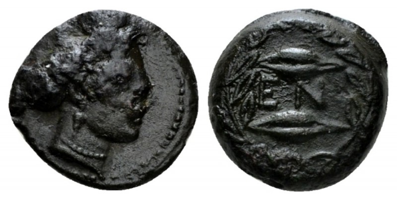 Sicily, Enna Hexas circa 343-339, Æ 16mm., 3.66g. Wreathed head of Demeter r. Re...