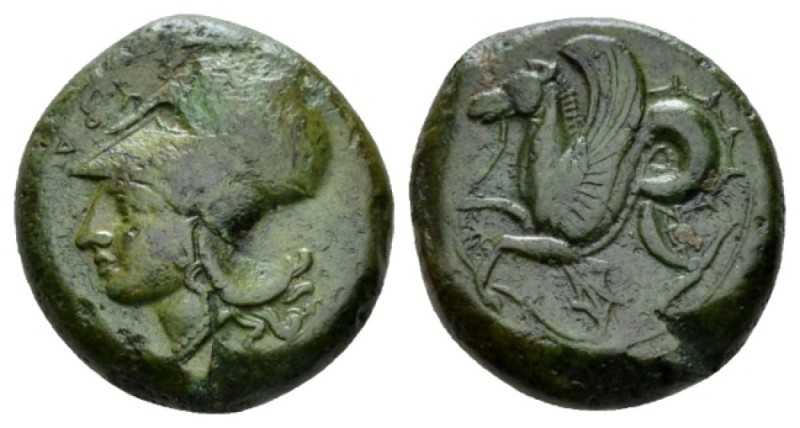 Sicily, Syracuse Hemilitron circa 400, Æ 19.5mm., 8.81g. ΣYPA Head of Athena l.,...