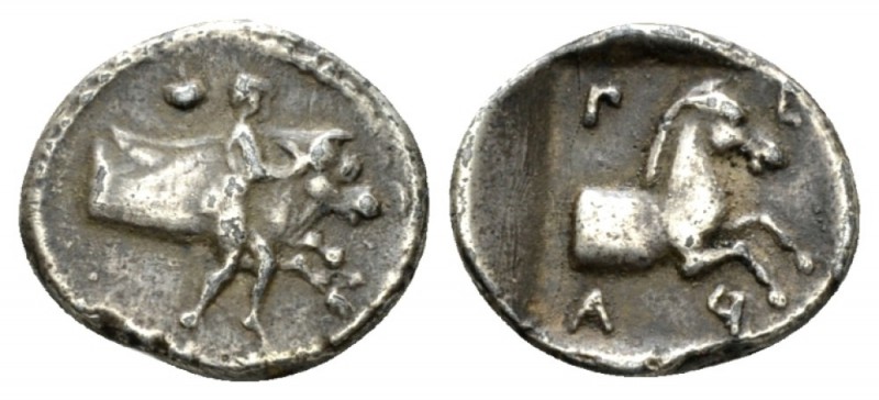 Thessaly, Perrhaibioi Hemidrachm Later V cent., AR 15.5mm., 2.13g. Hero to r. wi...