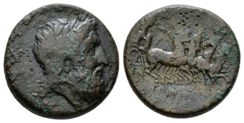 Epirus, Symmachy Bronze circa 330-300, Æ 24mm., 16.43g. Laureate head of Zeus r....