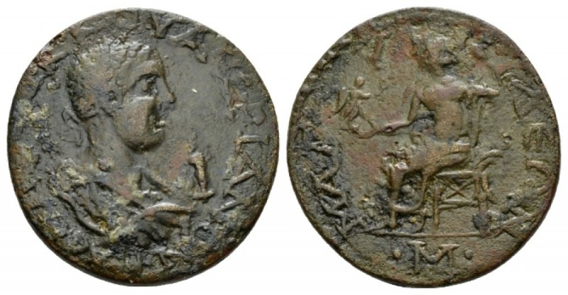 Pamphilia, Magydus Valerian I, 253-260 Bronze 253-260, Æ 30mm., 17.17g. Laureate...