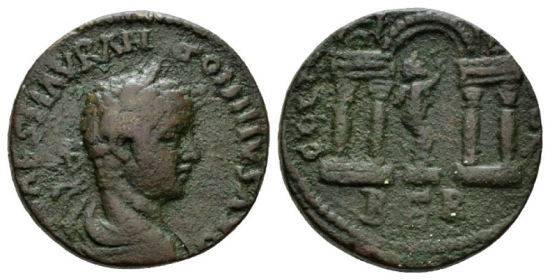 Phoenicia, Berytus Elagabalus, 218-222 Dichalkon 218-222, Æ 26mm., 15.69g. Laure...