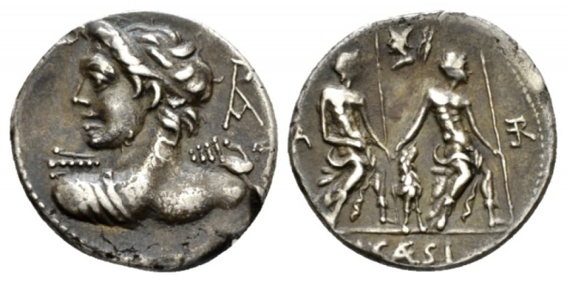 L. Caesius. Denarius 1112 or 111, AR 20mm., 3.85g. Bust of Apollo l. seen from b...