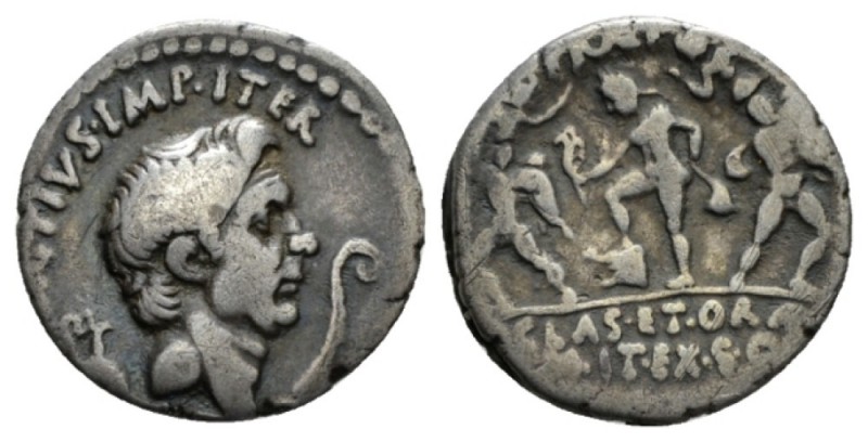 Sextus Pompeius. Denarius Sicily circa 37-36, AR 19mm., 3.57g. MAG·PIVS·IMP·ITER...