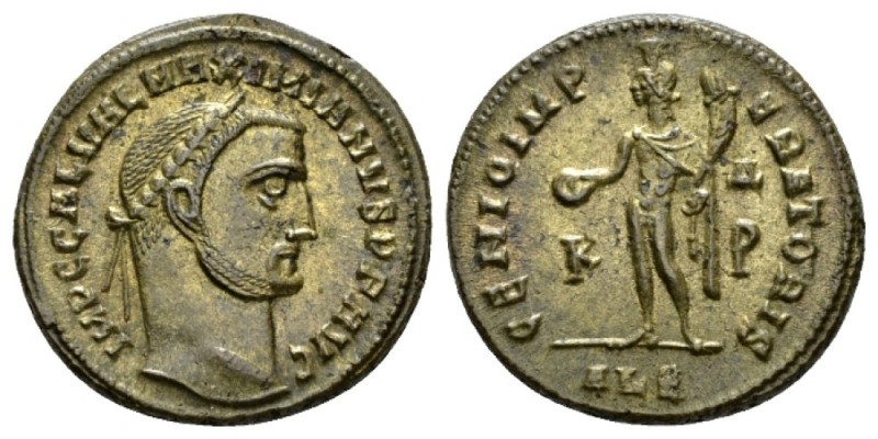 Galerius Maximianus, 305-311 Follis Alexandria 308-310, Æ 24mm., 7.64g. Laureate...