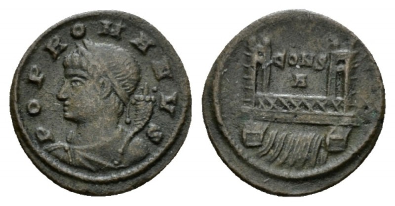 Constantine I, 307-337 Follis Constantinople 320, Æ 14mm., 1.16g. POP ROMANVS Dr...