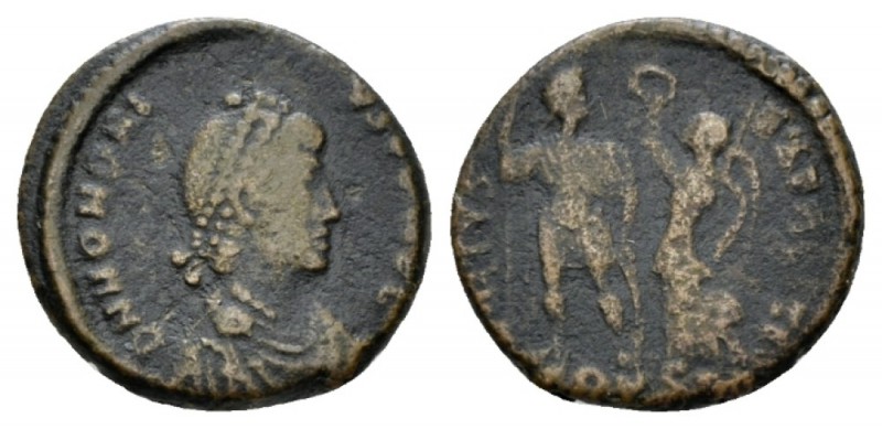 Honorius, 393-423 Æ3 Constantinople 395-401, Æ 18mm., 3.73g. Dn HONORIVS PF AVG ...