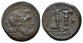 Campania, Neapolis Bronze circa 216-211, Æ 21.5mm., 6.79g. Laureate head of Jupiter r.; behidn, star. Rev. Nike r. crowning trophy; in r. field, star;...