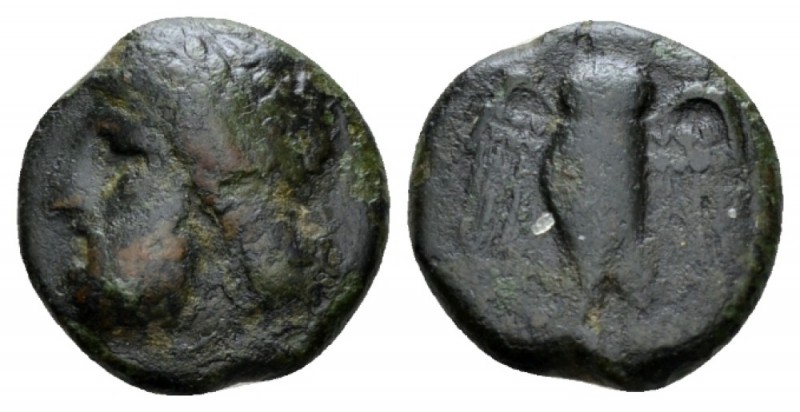 Lucania, Velia Bronze IV-III cent, Æ 16.5mm., 4.40g. Laureate head of Zeus l. Re...