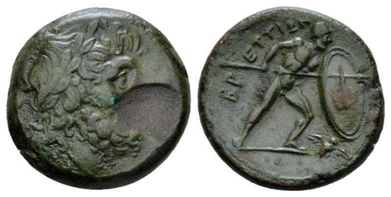 Bruttium, Bretti Unict circa 211-208, Æ 22mm., 8.07g. Laureate head of Zeus r.; ...