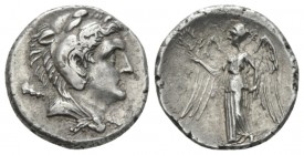 Bruttium, Uncertain mint Didrachm circa 278-275 under Pyrrhos, AR 21mm., 6.66g. Bust of Herakles r. wearing lion skin and holding club over l. shoulde...