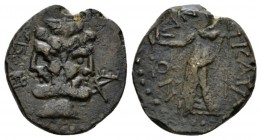 Sicily, Catana Bronze After 212, Æ 20mm., 6.60g. Janiform head of Serapis Rev. Demeter standing l., holding corn-ears and torch. Calciati 14. SNG Cop....