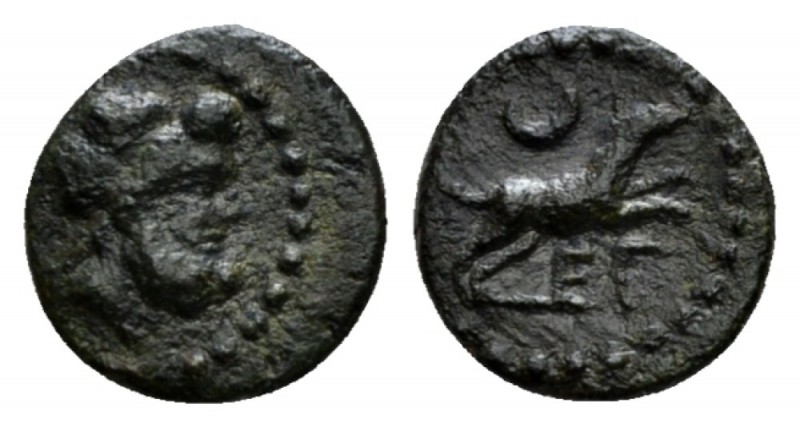 Sicily, Segesta Bronze after 241, Æ 11mm., 1.23g. Laureate, bearded head of Zeus...