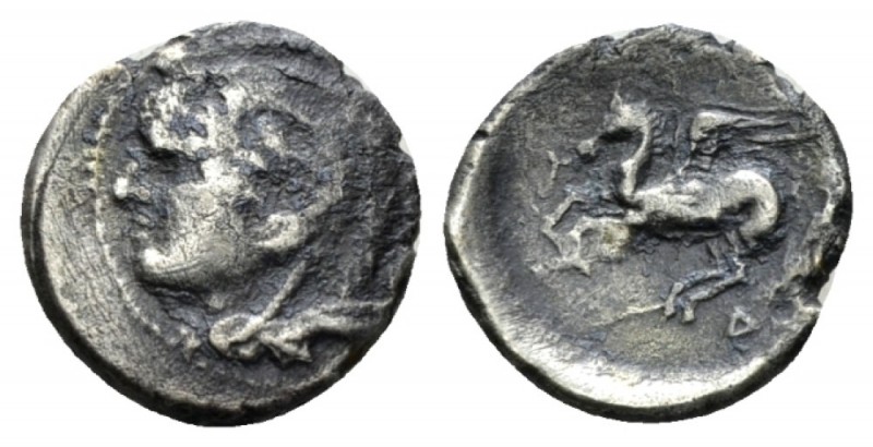 Illyricum, Dyrrachium Drachm circa 300-200, AR 14.5mm., 2.09g. Head of Herakles ...