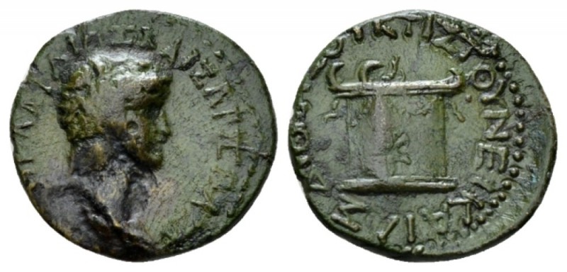 Bithynia, Nicaea Nero, 54-68 Bronze 54, Æ 20.5mm., 3.98g. Bare head r. Rev. Garl...