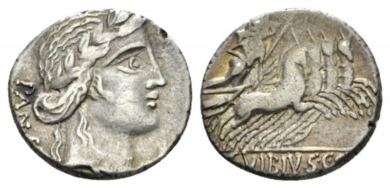 C. Vibius C.f. Pansa Denarius circa 90, AR 17.5mm., 3.87g. PANSA Laureate head o...