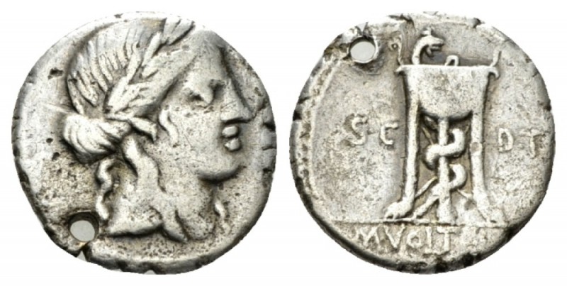 M. Volteius M.f. Denarius circa 78, AR 17mm., 3.49g. Laureate head of Apollo r. ...