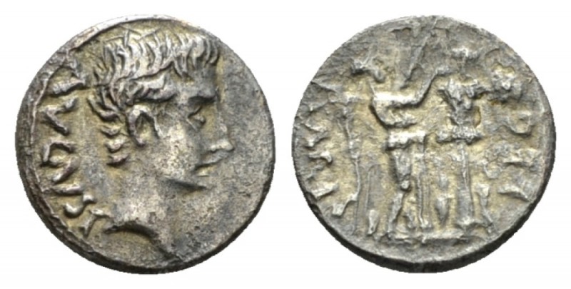 Octavian as Augustus, 27 BC – 14 AD Quinarius Emerita circa 25-23 BC, AR 13mm., ...