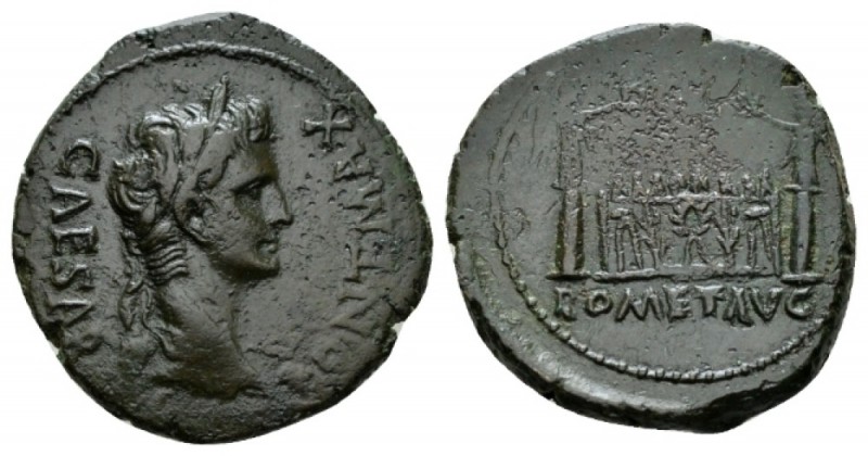 Octavian as Augustus, 27 BC – 14 AD As Lugdunum circa 15-14 BC, Æ 27.5mm., 11.47...