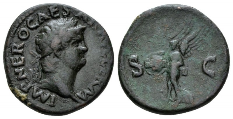 Nero, 54-68 As 66, Æ 26mm., 11.45g. IMP NERO CAESAR AVG GERM Laureate head r. Re...