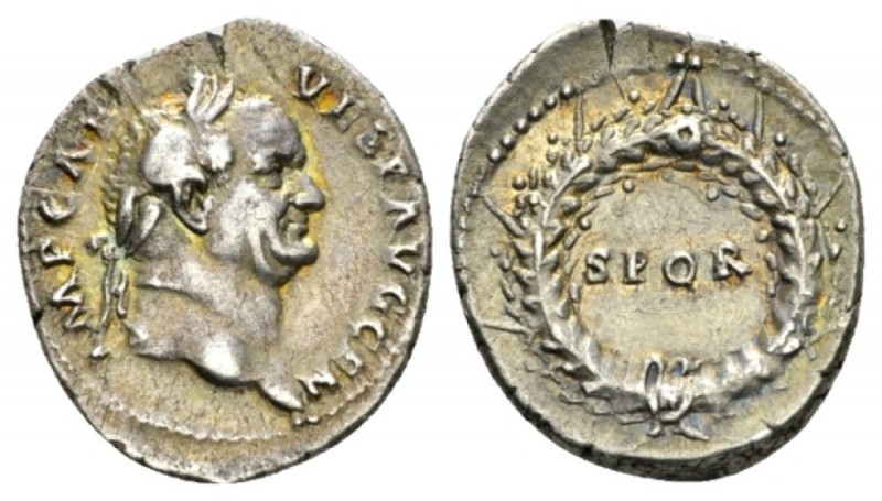 Vespasian, 69-79 Denarius circa 73, AR 18mm., 3.05g. IMP CAES VESP AVG CENS Laur...