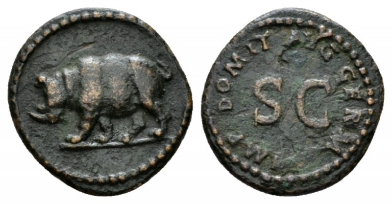 Domitian, 81-96 Quadrans 84-85, Æ 17mm., 2.61g. IMP DOMIT AVG GERM around S C. R...