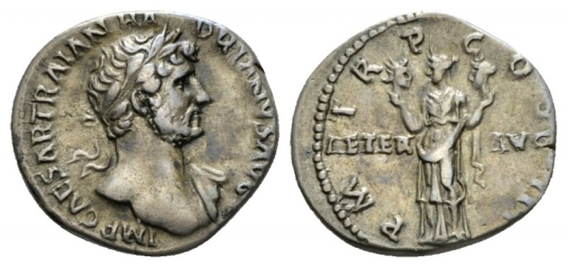 Hadrian, 117-138 Denarius circa 119-122, AR 19.5mm., 3.38g. IMP CAESAR TRAIAN HA...