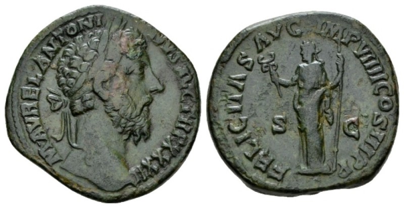 Marcus Aurelius, 161-180 Sestertius 177-178, Æ 31mm., 18.24g. M AVREL ANTONI - N...