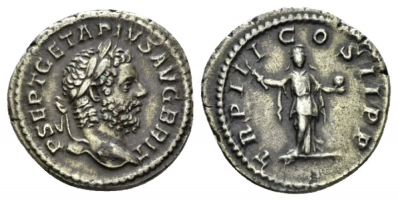 Geta, 209-212 Denarius circa 211, AR 19.5mm., 2.85g. P SEPT GETA PIVS AVG BRIT L...