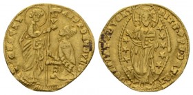 Venice, Andrea Dandolo Doge, 1343-1354 Ducat 1343-1354, AV 20.5mm., 3.42g. St. Mark blessing doge Rev. Christ in mandorla. Paolucci 1. Friedberg 1221....