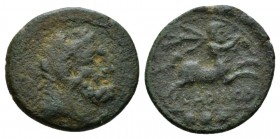 Frentani, Larinum Teruncius circa 210-175, Æ 20mm., 4.56g. Bearded head of Herakles r., wearing lion-skin. Rev. Centaur advancing r., holding branch; ...