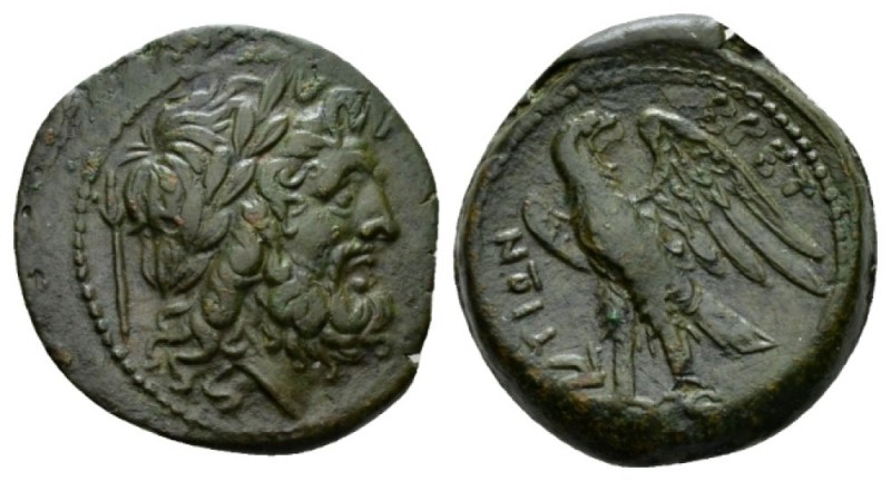 Bruttium, Brettii Bronze circa 211-208, Æ 24mm., 8.68g. Laureate head of Zeus r....