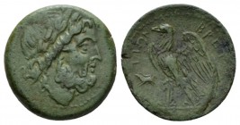 Bruttium, Brettii Unict circa 208-203, Æ 22mm., 6.66g. Laureate head of Zeus r. Rev. Eagle standing l., with wings open; in l. field, boar standing l....