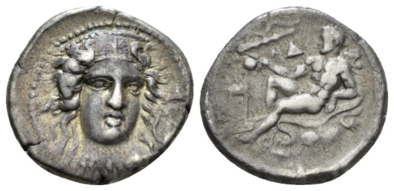 Bruttium, Kroton Nomos circa 400-325, AR 23.5mm., 7.68g. Head of Hera Lacinia fa...