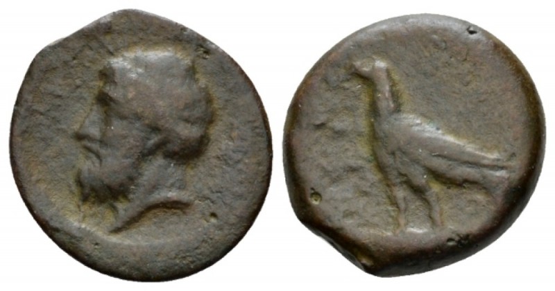 Bruttium, Locri Epizephyrii Bronze circa 350-320, Æ 22mm., 8.34g. Laureate head ...