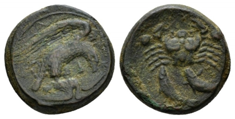 Sicily, Agrigentum Hexas circa 425-406, Æ 19mm., 8.62g. Eagle flying r., holding...